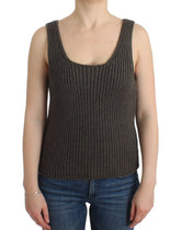 Ermanno Scervino Gray Knit Top Knitted Sweater Merino Wool - Tank Tops