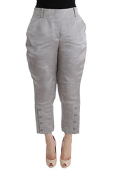 Ermanno Scervino Gray Silk Cropped Casual Pants - IT40|S - Trousers