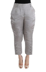 Ermanno Scervino Gray Silk Cropped Casual Pants - IT40|S - Trousers