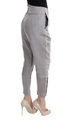 Ermanno Scervino Gray Silk Cropped Casual Pants - IT40|S - Trousers