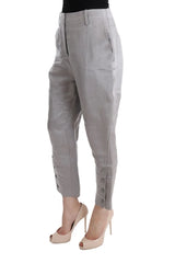 Ermanno Scervino Gray Silk Cropped Casual Pants - IT40|S - Trousers