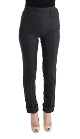 Ermanno Scervino Gray Virgin Wool Skinny Casual Pants - Trousers