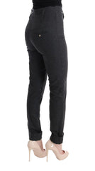 Ermanno Scervino Gray Virgin Wool Skinny Casual Pants - Trousers