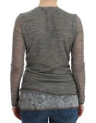 Ermanno Scervino Gray Wool Blend Stretch Long Sleeve Sweater - IT44 | M - Sweaters