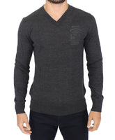 Ermanno Scervino Gray Wool Blend V-neck Pullover Sweater - IT46 | S - Sweaters