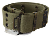 Ermanno Scervino Green 100% Cotton Rustic Bronze Buckle Belt - 85 cm / 34 Inches - Belts