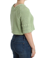 Ermanno Scervino Green Cropped Knit Sweater Knitted Jumper - IT42 | S - Sweaters