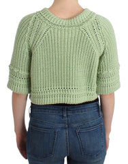 Ermanno Scervino Green Cropped Knit Sweater Knitted Jumper - IT42 | S - Sweaters