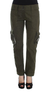 Ermanno Scervino Green Wool Blend Loose Fit Cargo Pants - Cargo Pants