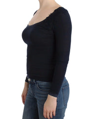 Ermanno Scervino Lingerie Blue Top Blouse Jumper Lace Rayon - IT40 | XS - Sweaters