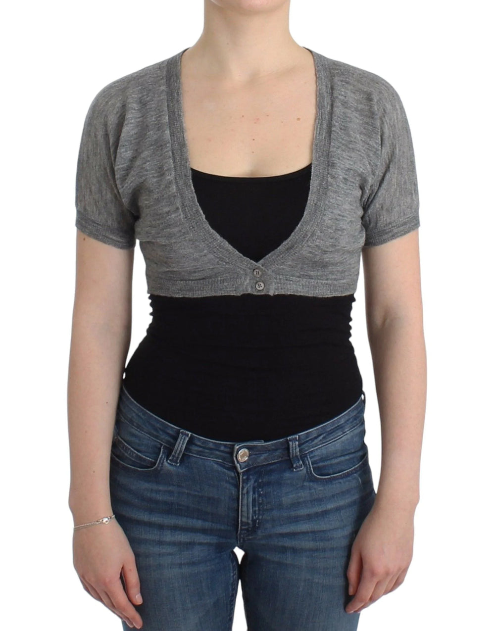Ermanno Scervino Lingerie Knit Gray Bolero Sweater Cardigan - IT42 | S - Cardigans