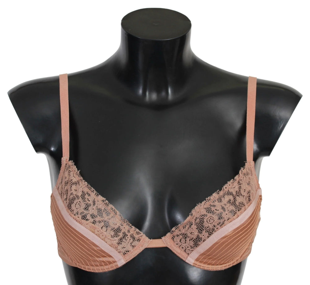 Ermanno Scervino Nude Lace Push Up Silk Underwear - IT2 | S - Bras