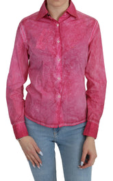 Ermanno Scervino Pink Collared Long Sleeve Shirt Blouse Top - IT42|M - Shirts