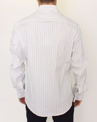 Ermanno Scervino White Black Striped Regular Fit Casual Shirt - IT54 | XL - Shirts