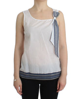 Ermanno Scervino White Blue Top Blouse Tank Shirt Sleeveless - Tank Tops