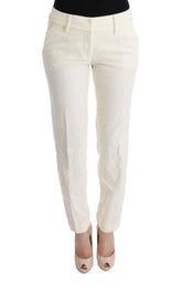 Ermanno Scervino White Cotton Regular Fit Casual Pants - Trousers
