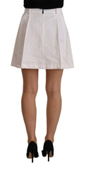 Ermanno Scervino White High Waist A-line Mini Cotton Skirt - Skirts