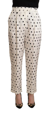 Ermanno Scervino White Polka Dotted High Waist Tapered Pants - IT42|M - Trousers