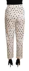 Ermanno Scervino White Polka Dotted High Waist Tapered Pants - IT42|M - Trousers