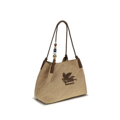 Etro Beige Raffia Shoulder Bag