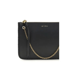 Etro Black Calf Leather Bos Taurus Clutch Bag