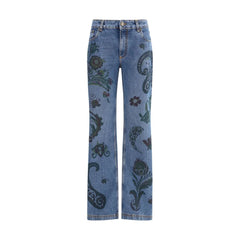 Etro Flower and bee print flare Jeans