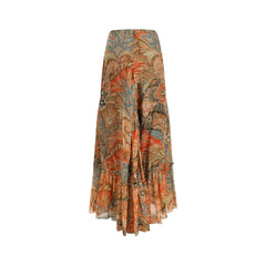 Etro Multicolor Silk Long Skirt