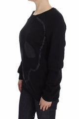 Exte Black Cotton Motive Print Crewneck Pullover Sweater - IT40|S - Sweaters