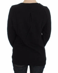 Exte Black Cotton Motive Print Crewneck Pullover Sweater - IT40|S - Sweaters