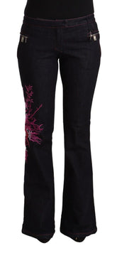 Exte Black Cotton Stretch Mid Waist Cotton Flared Denim Jeans - Jeans