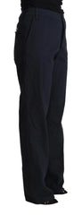 Exte Black High Waist Tapered Cotton Pants - IT50|3XL - Trousers
