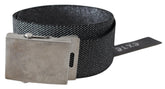 Exte Black Silver Metal Brushed Buckle Waist Belt - 100 cm / 40 Inches - Belts