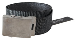 Exte Black Silver Metal Brushed Buckle Waist Belt - 100 cm / 40 Inches - Belts
