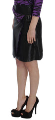 Exte Black Wool Silk Above Knee Straight Skirt - Skirts