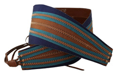 Exte Brown Leather Wide Waistband Tie Fastening Belt - Belts