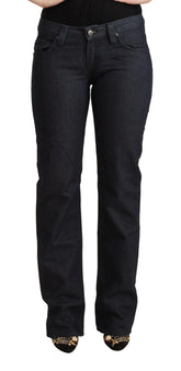 Exte Dark Blue Cotton Stretch Low Waist Straight Denim Jeans - Jeans