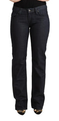 Exte Dark Blue Cotton Stretch Low Waist Straight Denim Jeans - Jeans