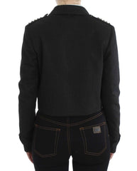 Exte Gray Stretch Gold Studded Short Jacket - Sport Jackets