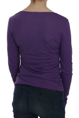 Exte Purple Crystal Embellished Long Sleeve Casual Top - Blouses