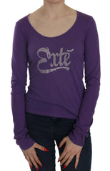 Exte Purple Crystal Embellished Long Sleeve Casual Top - Blouses