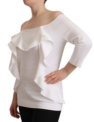 EXTERIOR White Long Sleeves Off Shoulder Women Top Blouse - IT44|L - Blouses