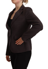 F.IT Brown Long Sleeve Single Breasted Women Jacket Blazer - IT46|XL