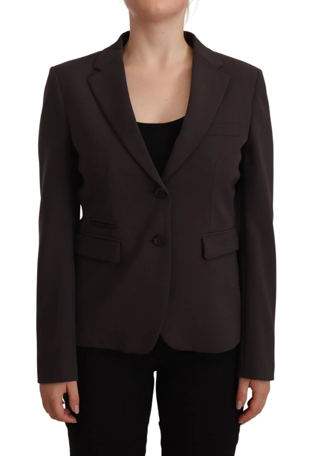 F.IT Brown Long Sleeve Single Breasted Women Jacket Blazer - IT46|XL