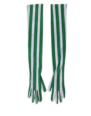 Dolce & Gabbana Green White Stripes Nylon Elbow Length Women Gloves - 7|S