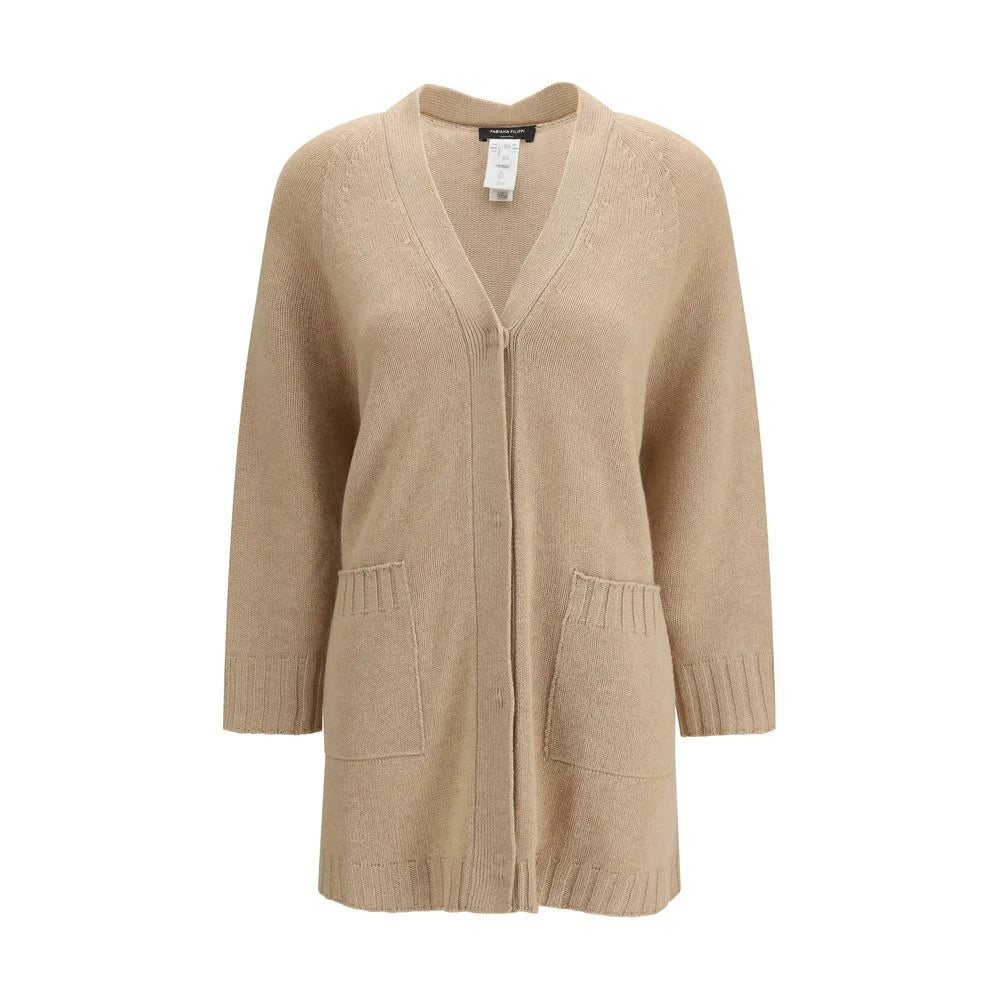 Fabiana Filippi Beige Fleece Wool Cardigan