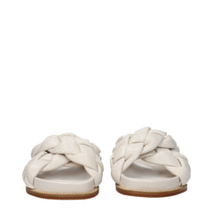 Fabiana Filippi Beige Leather Slippers Sandals - Sandals