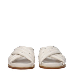 Fabiana Filippi Beige Leather Slippers Sandals - EU36/US6