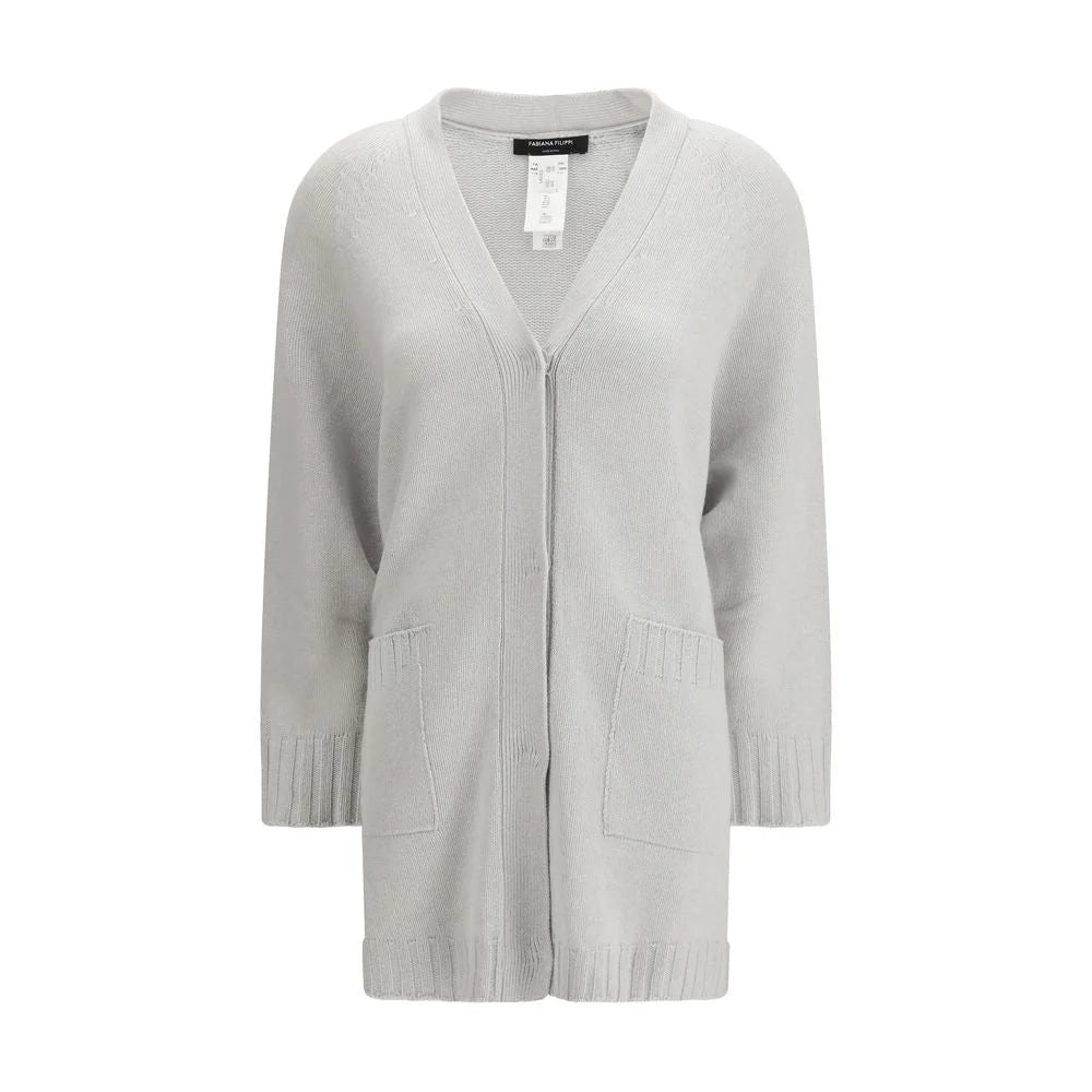 Fabiana Filippi Gray Fleece Wool Cardigan