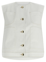 Fabiana Filippi White Cotton Sleeveless Jacket