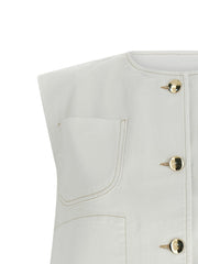 Fabiana Filippi White Cotton Sleeveless Jacket